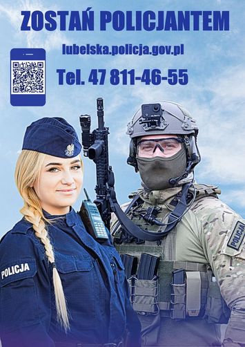 Baner na którym widać dwoje policjantów i napis zostań jednym z nas.