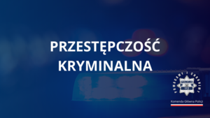 Grafika z granatowym tłem i napisem przestępczość kryminalna