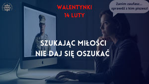 Grafika koloru niebiesko granatowego na której jest osoba siedząca przed komputerem