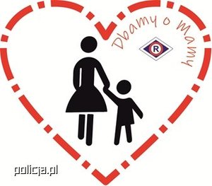 grafika Dnia Matki. W czerwonym sercu symbol matki i dziecka