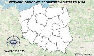 Mapa wypadków drogowych ze skutkiem śmiertelnym - 2025