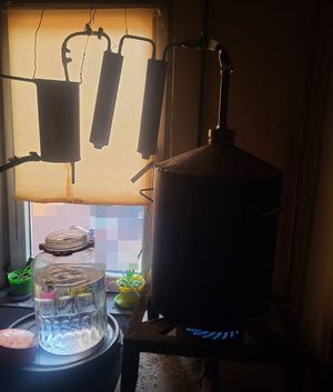 Aparatura do domowego wytwarzania alkoholu oraz słój z alkoholem
