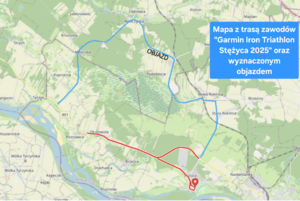 mapa z trasa zawodów i objazdem
