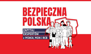Grafika w kolorze biało-czerwonym z napisem bezpieczna polska
