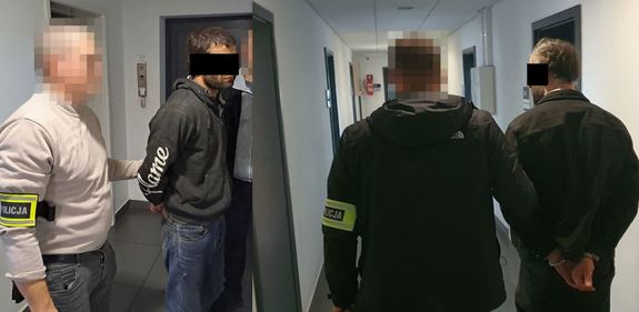 kolaż zdjęć przedstawiający zatrzymanych mężczyzn