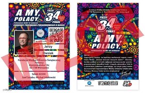 Wzór identyfikatora wolontariusza Wielkiej Orkiestry Świątecznej Pomocy